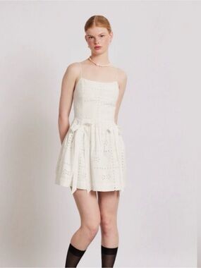 Damson Madder White Eyelet Mini Dress